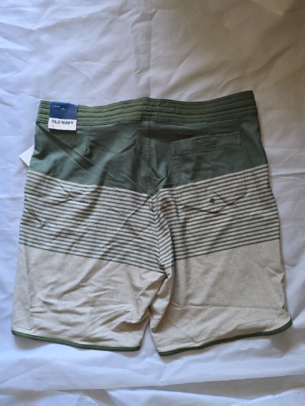 NWT Old Navy Green and Light Gray Striped Board Shorts - Picture 4 of 4